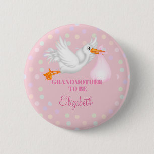 Badge Rond 5 Cm Grand-mère de cigogne customisée pour être Baby sh