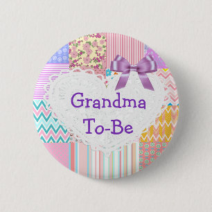 Badge Rond 5 Cm Grand-mère de courtepointe violette pour être Baby