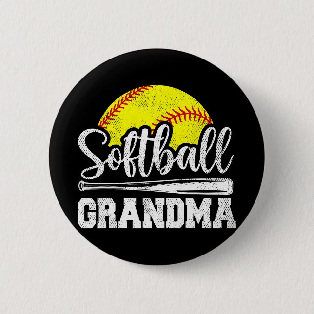 Badge Rond 5 Cm Grand-mère de joueuse de softball Jour Mère #39 ;  (Devant)