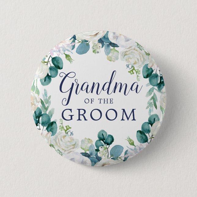 Badge Rond 5 Cm Grand-mère de la chambre à fleurs blanches classiq (Devant)