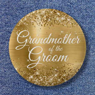 Badge Rond 5 Cm Grand-mère de la Glitterie Groom Gold Foil