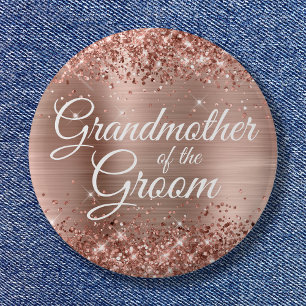 Badge Rond 5 Cm Grand-mère de la Glitterie Rose Gold Foil