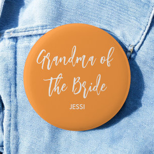 Badge Rond 5 Cm Grand-mère de la mariée bouton de mariage orange