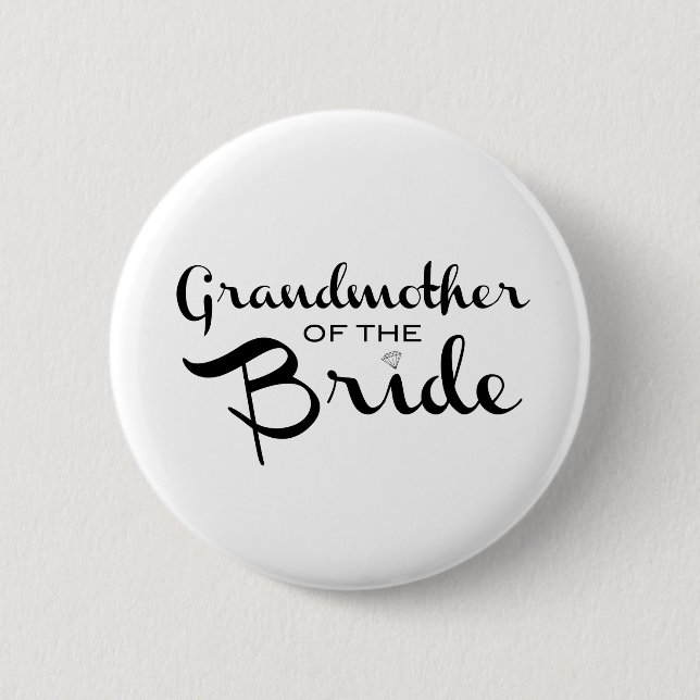 Badge Rond 5 Cm Grand-mère de la mariée noire sur blanc (Devant)