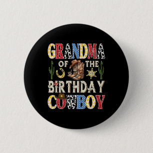 Badge Rond 5 Cm Grand-Mère De L'Anniversaire Cowboy Rodeo Western