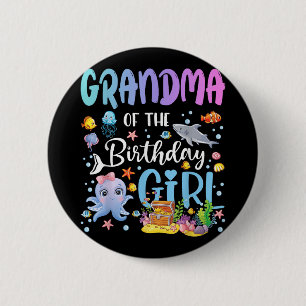 Badge Rond 5 Cm Grand-Mère De L'Anniversaire Fille Poisson Mer Océ