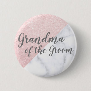 Badge Rond 5 Cm Grand-mère de l'époux en marbre et parties scint