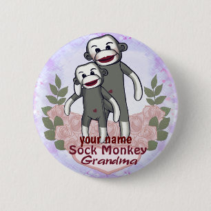 Badge Rond 5 Cm Grand-mère de singe de Sock