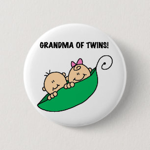 Badge Rond 5 Cm Grand-mère de Twins Peas dans un Pod Tshirts et ca