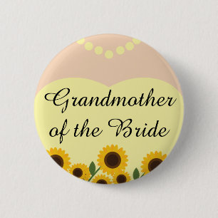 Badge Rond 5 Cm Grand-mère des tournesols de jeune mariée épous