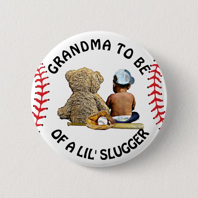 Badge Rond 5 Cm Grand-mère d'être d'un Baby shower Lil Slugger bou (Devant)