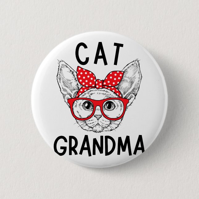 Badge Rond 5 Cm Grand-mère Devon Rex Amoureux de les chats Chat Na (Devant)