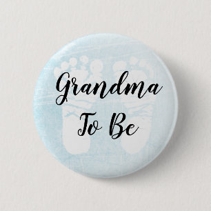 Badge Rond 5 Cm Grand-mère doit être bleu Baby shower empreintes