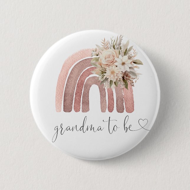 Badge Rond 5 Cm Grand-mère du Baby shower arc-en-ciel Boho (Devant)