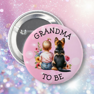 Badge Rond 5 Cm Grand-mère du bébé et du chiot pour être Baby show