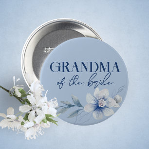 Badge Rond 5 Cm Grand-mère du bouton Fête des mariées bleu de la m