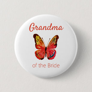 Badge Rond 5 Cm Grand-mère du bouton papillon de mariée