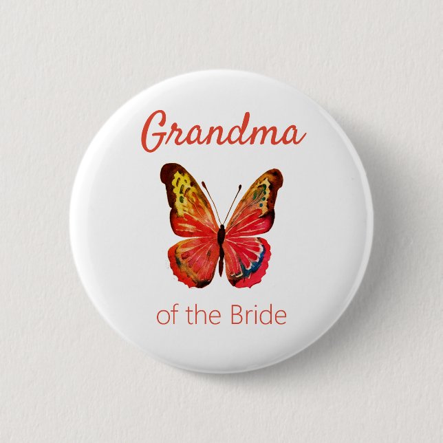 Badge Rond 5 Cm Grand-mère du bouton papillon de mariée (Devant)