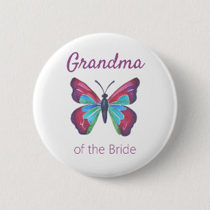 Badge Rond 5 Cm Grand-mère du bouton papillon de mariée
