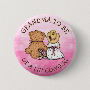 Badge Rond 5 Cm Grand-mère d'un Baby shower Lil' Cowgirl