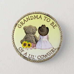Badge Rond 5 Cm Grand-mère d'un Baby shower Lil' Cowgirl