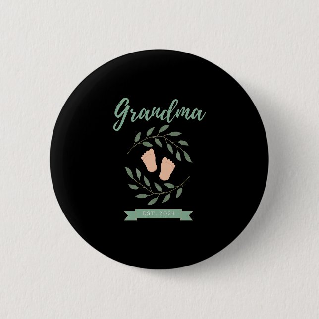 Badge Rond 5 Cm Grand-mère Est. 2024 (Devant)