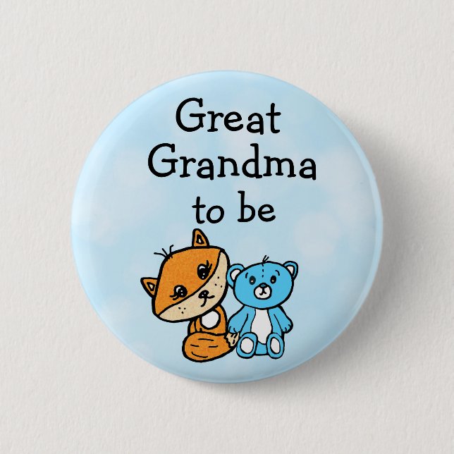 Badge Rond 5 Cm Grand-mère être Little Fox et Teddy Bear Baby show (Devant)
