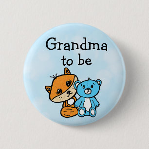 Badge Rond 5 Cm Grand-mère être Little Fox et Teddy Bear Baby show