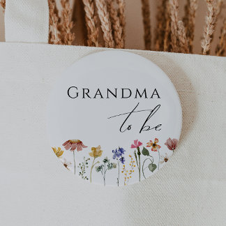 Badge Rond 5 Cm Grand-mère Fleur sauvage colorée à être
