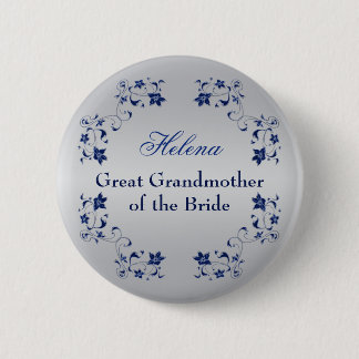 Badge Rond 5 Cm Grand-mère florale argentée de marine du Pin de