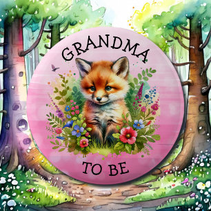 Badge Rond 5 Cm Grand-mère   Fox Woodland Baby shower à thème