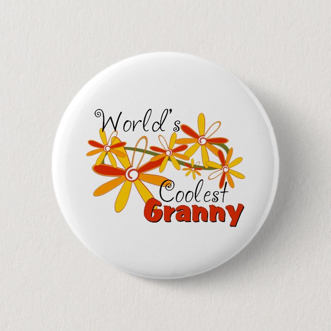 Badge Rond 5 Cm Grand-mère la plus froide du monde floral (Devant)