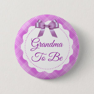 Badge Rond 5 Cm Grand-mère mauve plaid et bow à être bouton