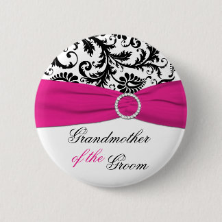 Badge Rond 5 Cm Grand-mère noire, blanche, fuchsia du Pin de marié