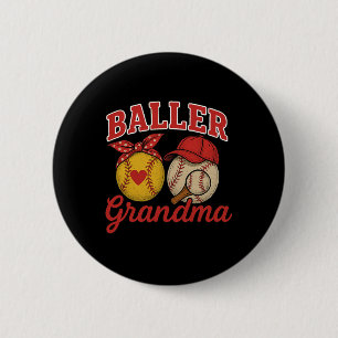Badge Rond 5 Cm Grand-Mère Parfaite Du Softball Et Du Baseball