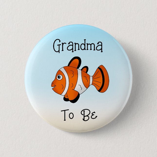 Badge Rond 5 Cm Grand-mère | Poissons mignons sous la mer (Devant)