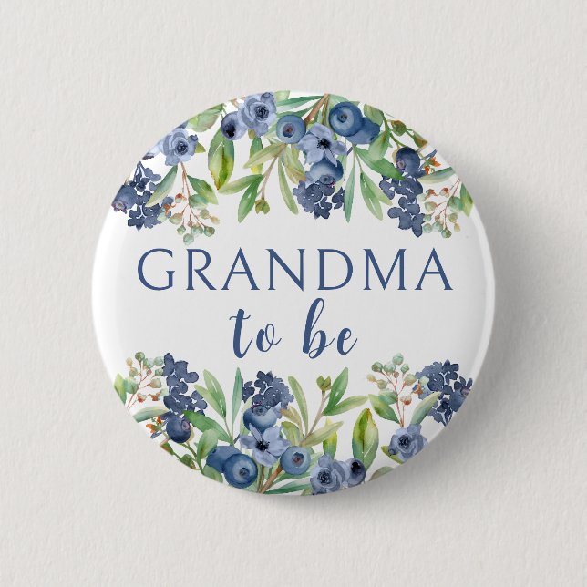 Badge Rond 5 Cm Grand-mère pour être baby shower bleuet bouton (Devant)