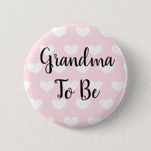 Badge Rond 5 Cm Grand-mère pour être Baby shower des Coeurs Roses
