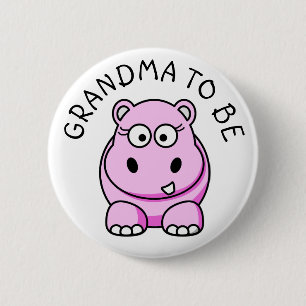 Badge Rond 5 Cm Grand-mère pour être Hippo Baby shower bouton
