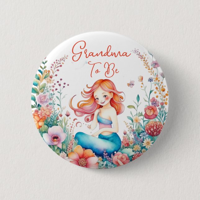 Badge Rond 5 Cm Grand-mère pour être un Baby shower de sirène (Devant)