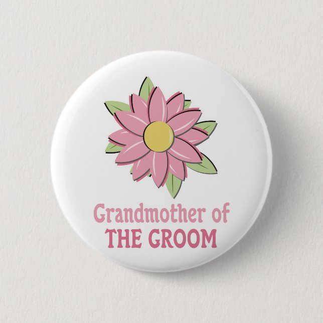 Badge Rond 5 Cm Grand-mère rose de marié de fleur (Devant)