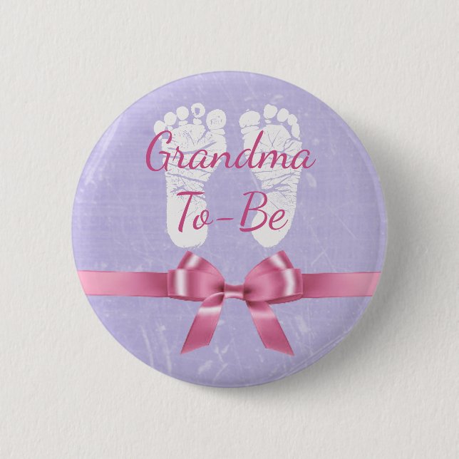 Badge Rond 5 Cm Grand-mère rose et pourpre pour être Baby shower B (Devant)