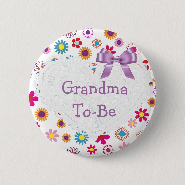 Badge Rond 5 Cm Grand-mère rose pourpre pour être Baby shower Bout (Devant)