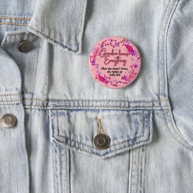 Badge Rond 5 Cm Grand-mère sait tout (En situation)