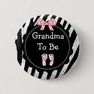 Badge Rond 5 Cm Grand-mère sera Zebra Print Baby shower