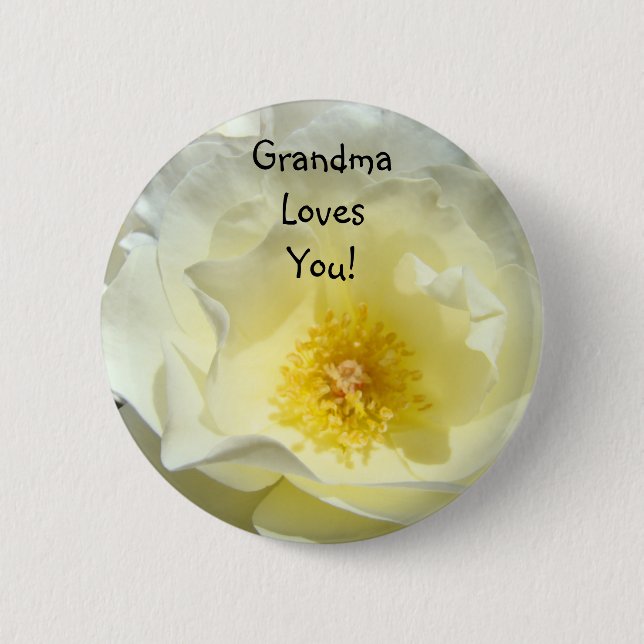 Badge Rond 5 Cm Grand-mère vous aime ! Boutons cadeaux Fleur Rose  (Devant)
