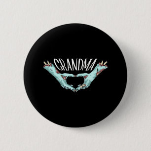 Badge Rond 5 Cm Grand-mère Zombie Coeur main Halloween Costume fam