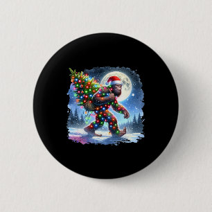 Badge Rond 5 Cm Grand Noël Bigfoot Sasquatch Xmas