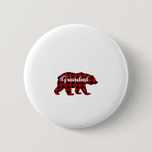 Badge Rond 5 Cm Grand Ours Buffalo Rouge Plaid Famille Corresponda