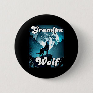 Badge Rond 5 Cm Grand-pa Wolf Matching Tribe Wolves Camping Pack F